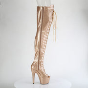 Pleaser ADORE-3021GP Platform Thigh High Boot (Gold Glitter Patent/M)