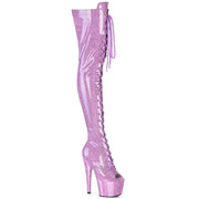 Pleaser ADORE-3021GP Platform Thigh High Boot (Lilac Glitter Patent/M)