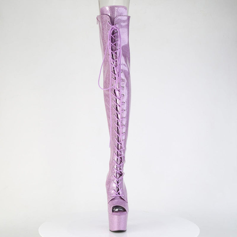 Pleaser ADORE-3021GP Platform Thigh High Boot (Lilac Glitter Patent/M)