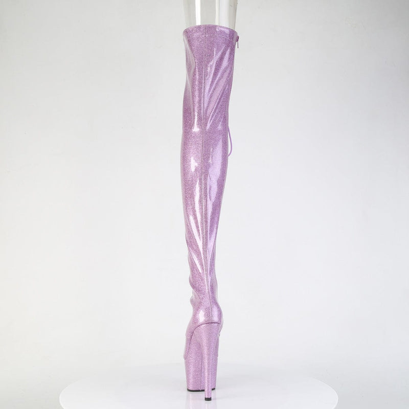 Pleaser ADORE-3021GP Platform Thigh High Boot (Lilac Glitter Patent/M)