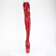 Pleaser ADORE-3021GP Platform Thigh High Boot (Red Glitter Patent/M)