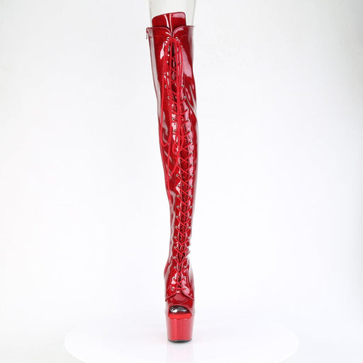 Pleaser ADORE-3021GP Platform Thigh High Boot (Red Glitter Patent/M)