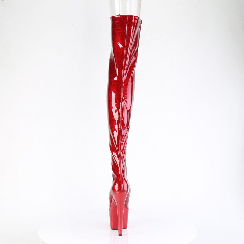Pleaser ADORE-3021GP Platform Thigh High Boot (Red Glitter Patent/M)