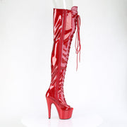 Pleaser ADORE-3021GP Platform Thigh High Boot (Red Glitter Patent/M)