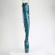 Pleaser ADORE-3021GP Platform Thigh High Boot (Teal  Glitter Patent/M)