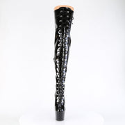 Pleaser ADORE-3022 Platform Thigh High Boot (Black Stretch Patent/Black)