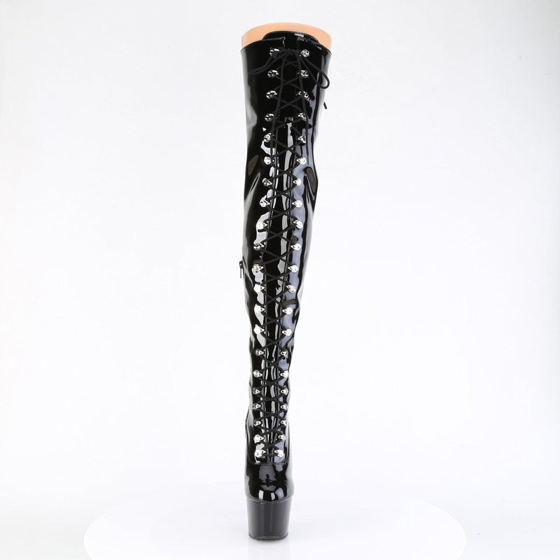 Pleaser ADORE-3022 Platform Thigh High Boot (Black Stretch Patent/Black)