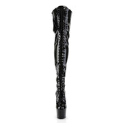 Pleaser ADORE-3023 Platform Thigh High Boot (Black Stretch Patent/Black)