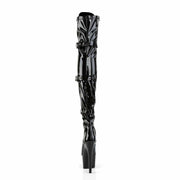Pleaser ADORE-3028 Platform Thigh High Boot (Black Stretch Patent/Black)