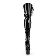 Pleaser ADORE-3050 Platform Thigh High Boot (Black Stretch Patent/Black)