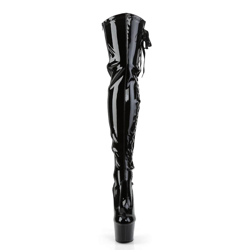 Pleaser ADORE-3050 Platform Thigh High Boot (Black Stretch Patent/Black)