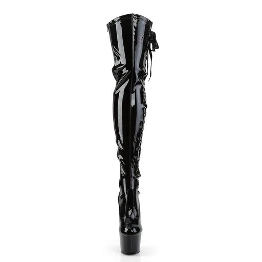 Pleaser ADORE-3050 Platform Thigh High Boot (Black Stretch Patent/Black)