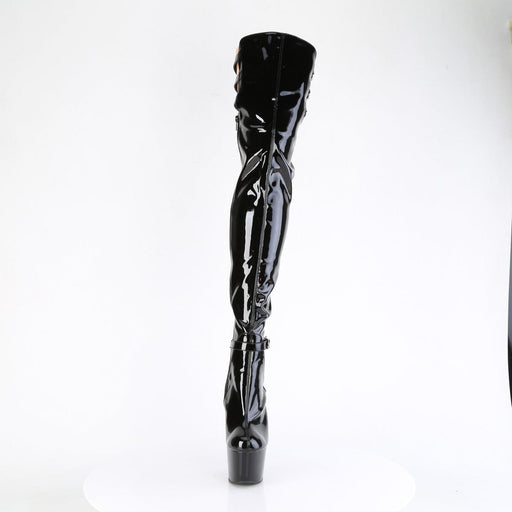 Pleaser ADORE-3055 Platform Thigh High Boot (Black Stretch Patent/Black)