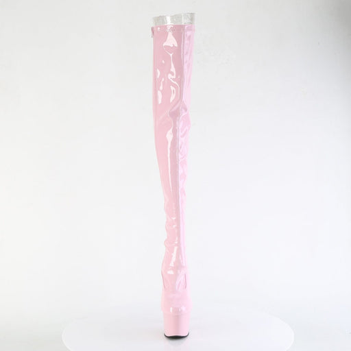 Pleaser ADORE-3063 Platform Thigh High Boot (Baby Pink Stretch Patent/Baby Pink)