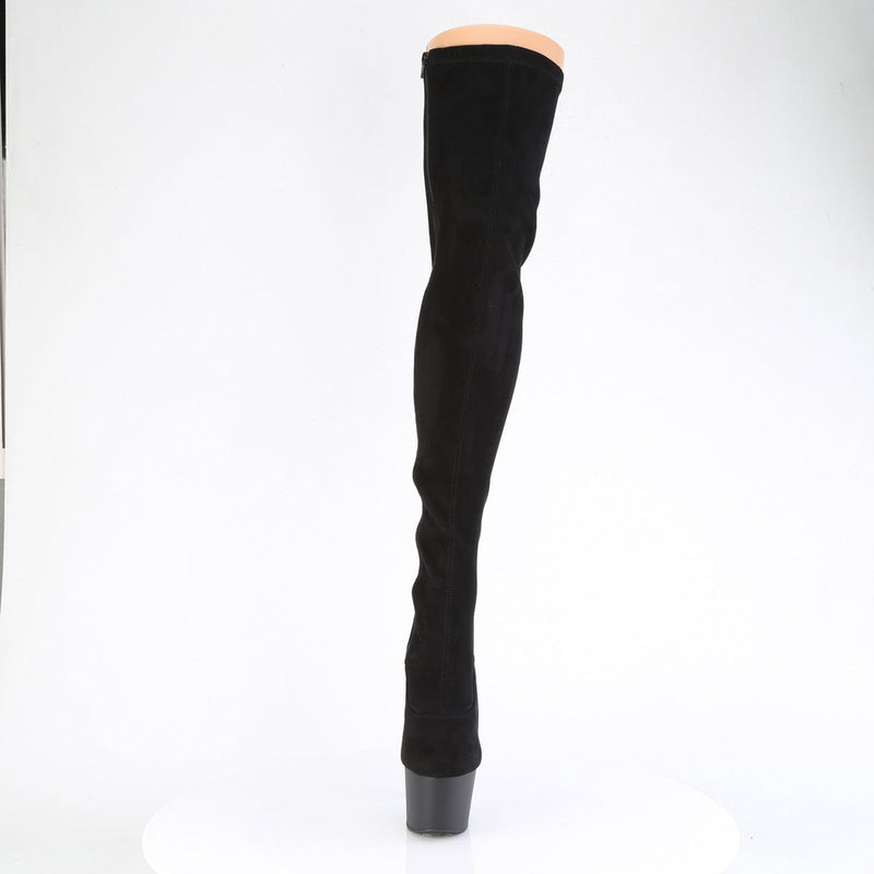 Pleaser ADORE-3063 Platform Thigh High Boot (Black Stretch Microfiber/Black Matte)