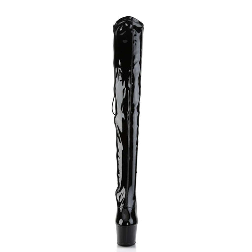 Pleaser ADORE-3063 Platform Thigh High Boot (Black Stretch Patent/Black)