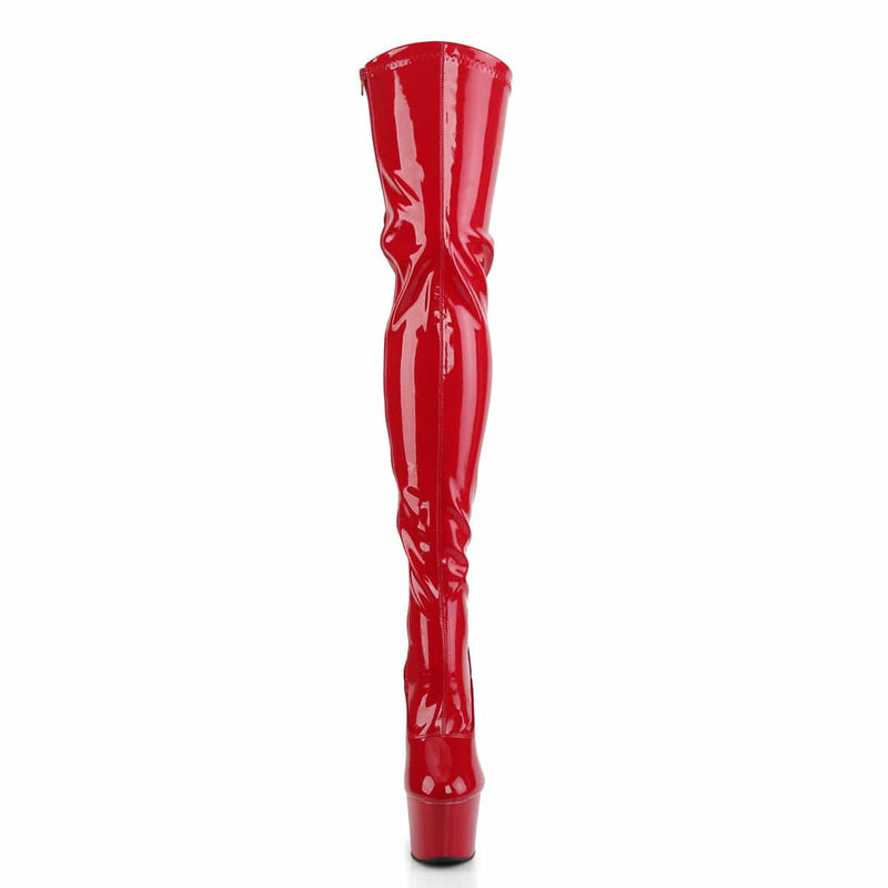 Pleaser ADORE-3063 Platform Thigh High Boot (Red Stretch Patent/Red)