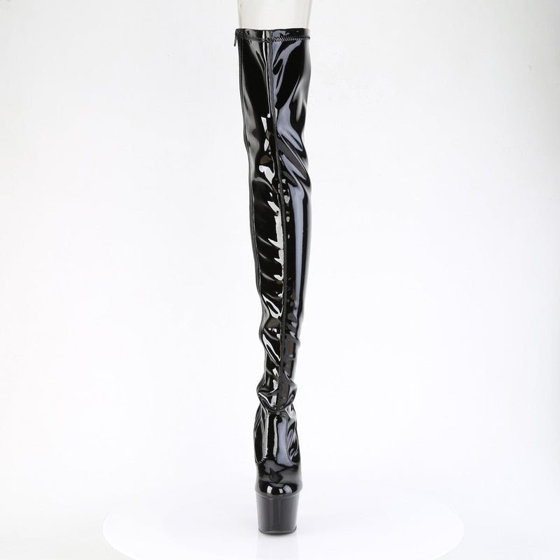 Pleaser ADORE-3850 Platform Thigh High Boot (Black Stretch Patent/Black)