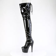 Pleaser ADORE-3850 Platform Thigh High Boot (Black Stretch Patent/Black)