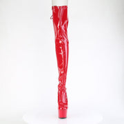 Pleaser ADORE-3850 Platform Thigh High Boot (Red Stretch Patent/Red)