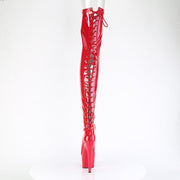 Pleaser ADORE-3850 Platform Thigh High Boot (Red Stretch Patent/Red)