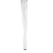 Pleaser ADORE-3850 Platform Thigh High Boot (White Stretch Patent/White)
