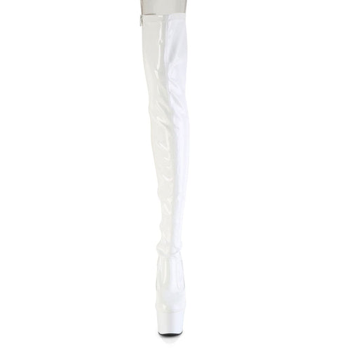 Pleaser ADORE-3850 Platform Thigh High Boot (White Stretch Patent/White)