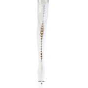 Pleaser ADORE-3850 Platform Thigh High Boot (White Stretch Patent/White)