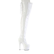 Pleaser ADORE-3850 Platform Thigh High Boot (White Stretch Patent/White)