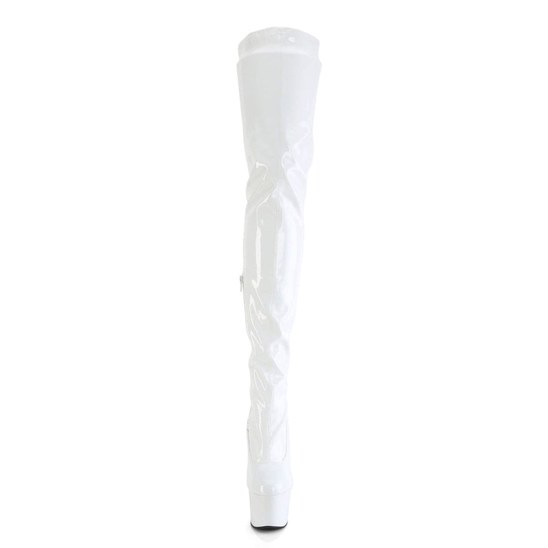 Pleaser ADORE-4000 Platform Crotch High Boot (White Stretch Patent/White)