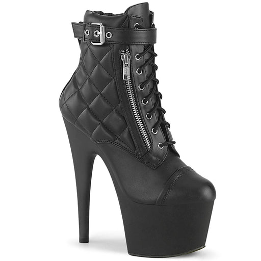 Pleaser ADORE-700-05 Platform Ankle Boot (Black Faux Leather/Black Matte)