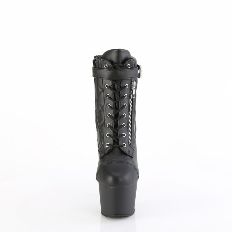 Pleaser ADORE-700-05 Platform Ankle Boot (Black Faux Leather/Black Matte)