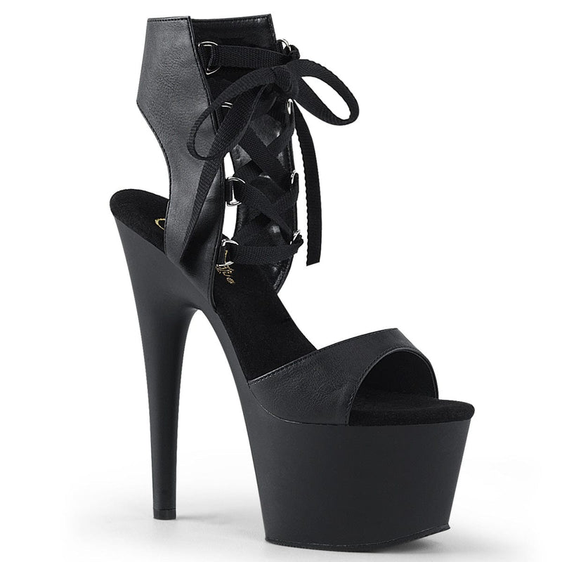 Pleaser ADORE-700-14 Platform Sandal (Black Faux Leather/Black Matte)