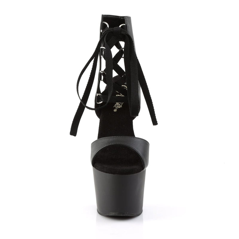 Pleaser ADORE-700-14 Platform Sandal (Black Faux Leather/Black Matte)