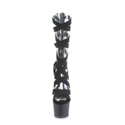Pleaser ADORE-700-48 Platform Sandal (Black Elastic Band-Faux Leather/Black Matte)