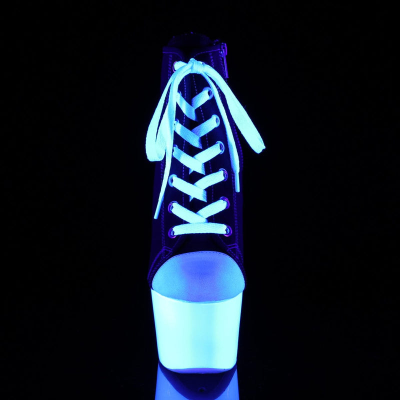 Pleaser ADORE-700SK-02 Platform Sneaker (Black Canvas/Neon White)