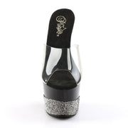 Pleaser ADORE-701-3 Platform Slide (Clear/Black-Pewter Rhinestone)