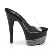 Pleaser ADORE-701-3 Platform Slide (Clear/Black-Pewter Rhinestone)