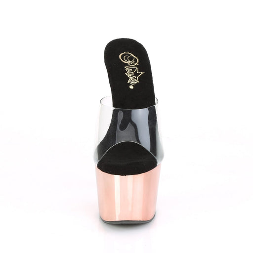 Pleaser ADORE-701 Platform Slide (Clear/Rose Gold Chrome)
