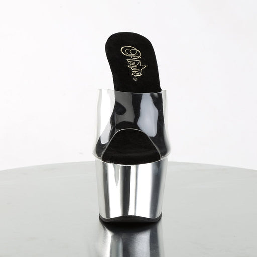 Pleaser ADORE-701 Platform Slide (Clear/Silver Chrome)