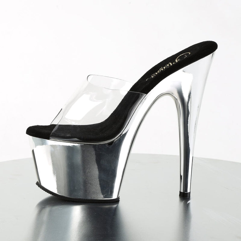 Pleaser ADORE-701 Platform Slide (Clear/Silver Chrome)
