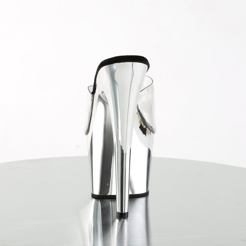 Pleaser ADORE-701 Platform Slide (Clear/Silver Chrome)
