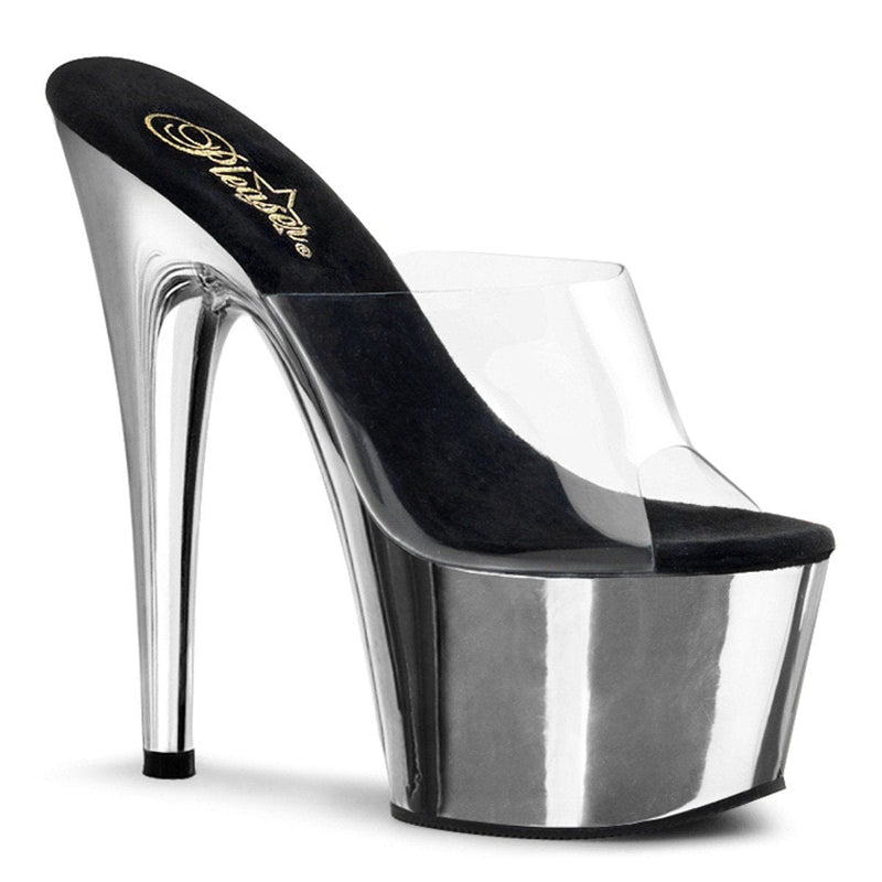 Pleaser ADORE-701 Platform Slide (Clear/Silver Chrome)