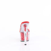 Pleaser ADORE-701FL Platform Slide (Clear/Red Flowers)