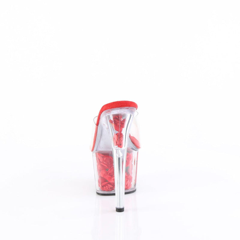 Pleaser ADORE-701FL Platform Slide (Clear/Red Flowers)