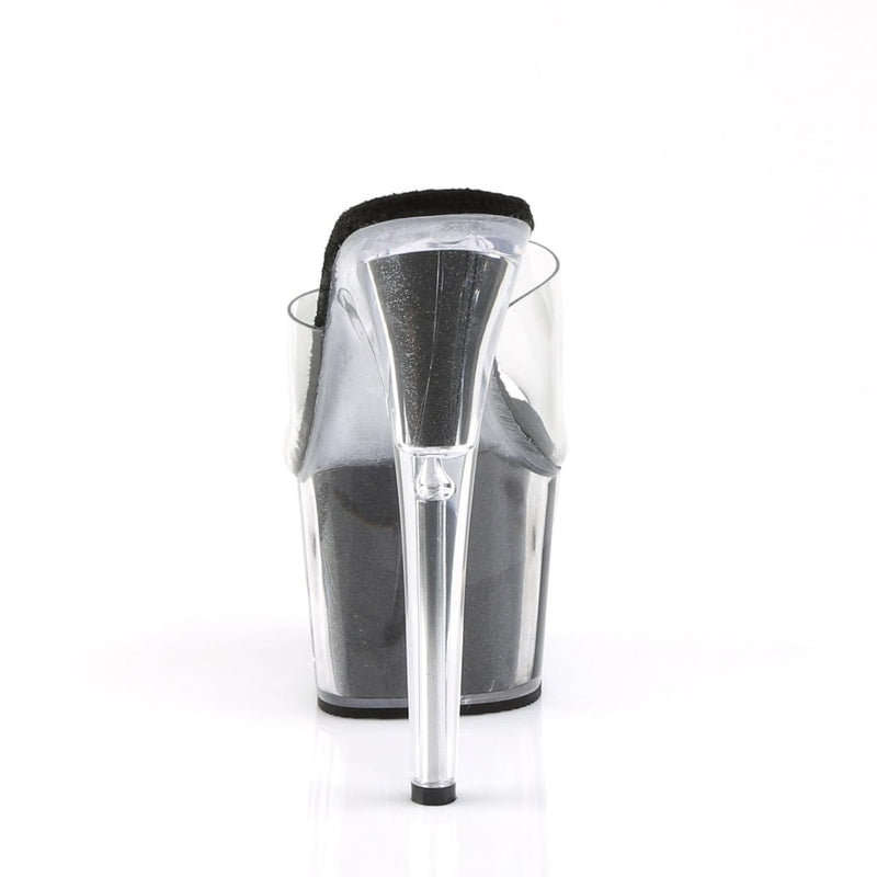 Pleaser ADORE-701G Platform Slide (Clear/Black Glitter)