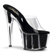 Pleaser ADORE-701G Platform Slide (Clear/Black Glitter)