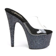 Pleaser ADORE-701LG Platform Slide (Clear/Black Holo Glitter)