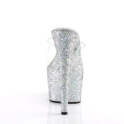 Pleaser ADORE-701LG Platform Slide (Clear/Silver Multi Glitter)