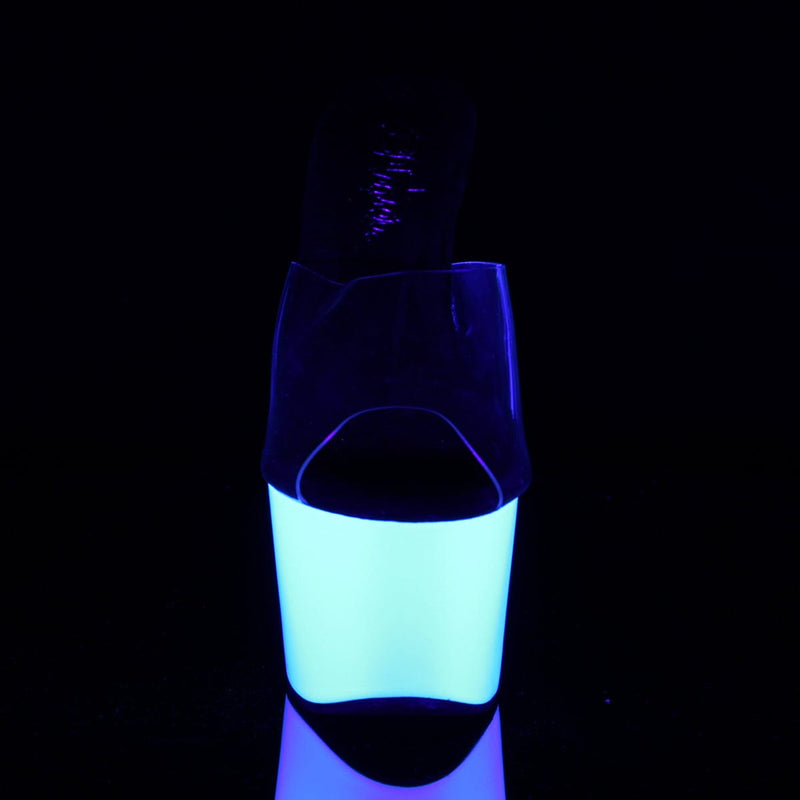 Pleaser ADORE-701UV Platform Slide (Clear/Neon White)